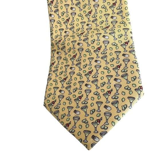 Vineyard Vines Men Silk Tie Margarita Lime Salt Cocktail Yellow Necktie Cocktail - Picture 3 of 6